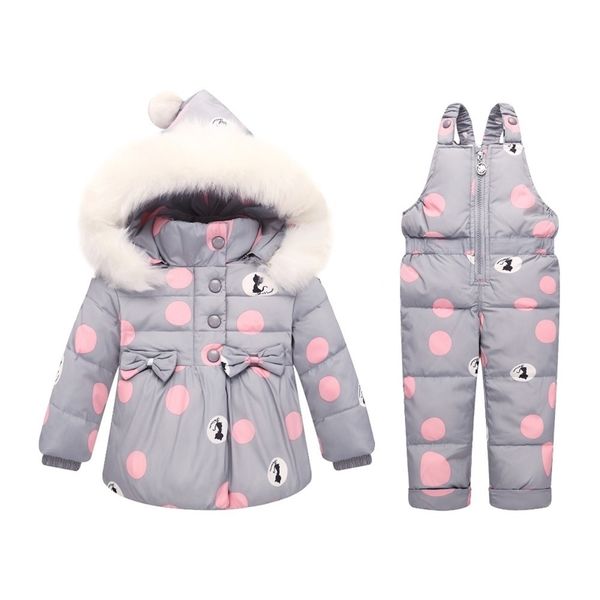 

winter baby girls clothing sets warm children down jackets girl snowsuit baby ski suit girl's down outerwear coat+pants y200325, White