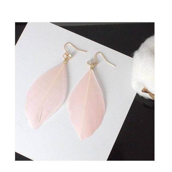 

natural feathers shiny zircon retro earring female feather earrings influx of people exaggerated personality earrin sqcdbi queen66, Silver