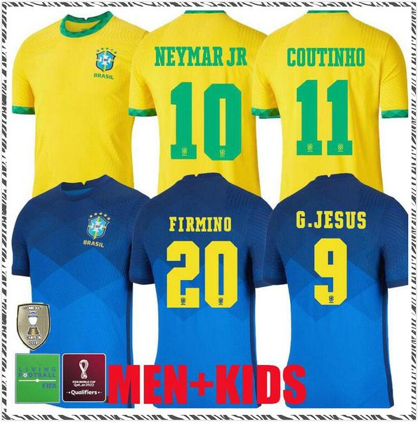 

man kids kit neymar jr soccer jersey 20 21 camisa de futebol copa america camiseta de fútbol coutinho firmino jesus neres football shirts, Black;yellow