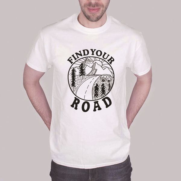 

new large men's road sun print short sleeve round neck loose t-shirt, White;black