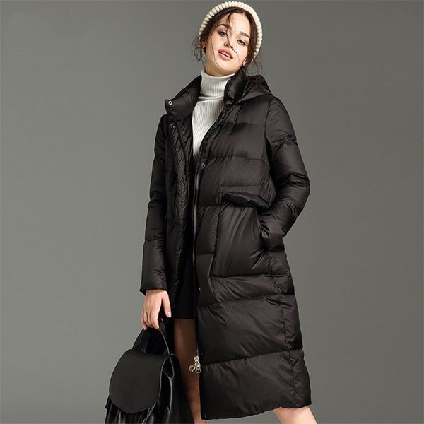 

sale item special price link padded jackets oversize loose hooded long parkas warm casual contour 201214, Black