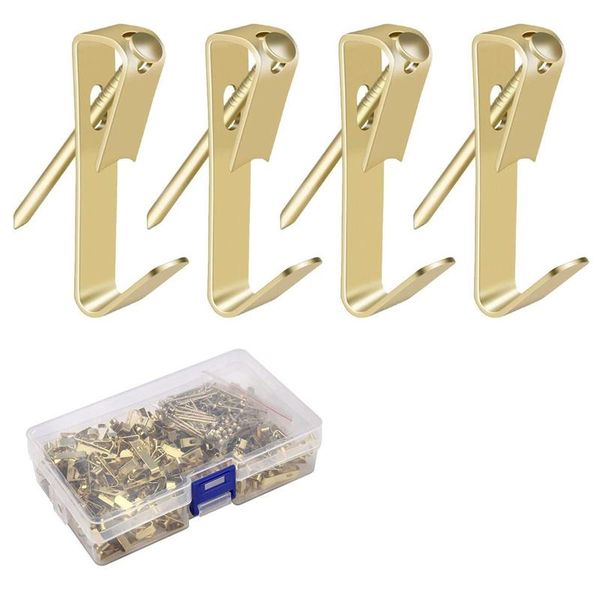 

200 pcs 30lbs picture hangers with nails, p picture frame hooks hardware hanging kit on wooden/drywall