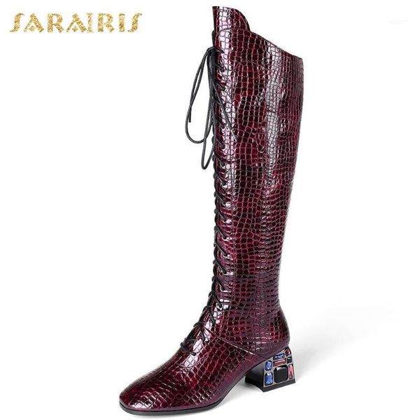 

boots lapolaka arrivals chunky heels knee high woman shoes zip up quality cross-tied trend ladies women1, Black