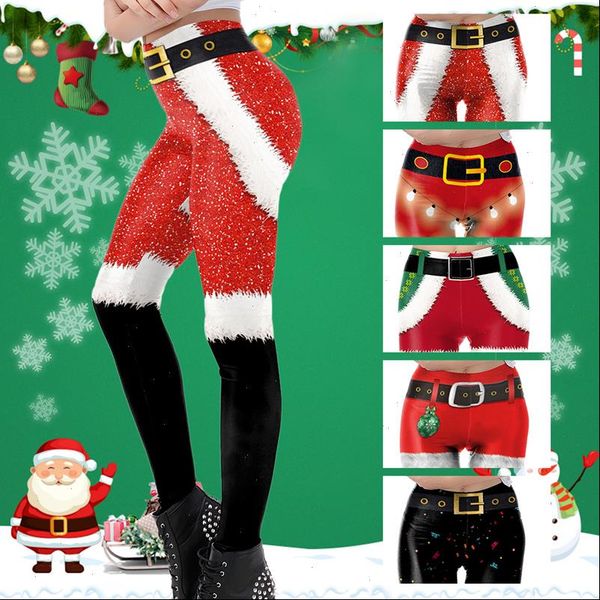 

christmas leggings women autumn leggins mujer 3d digital printing elastic skinny ropa mujer fitness legging women clothes, Black