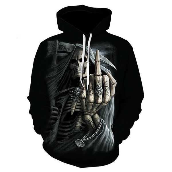 

new skull men's hoodie sweatshirt 3d printing funny hip hop hoodie gothic skull hoodie autumn jacket men's sportswear, Black