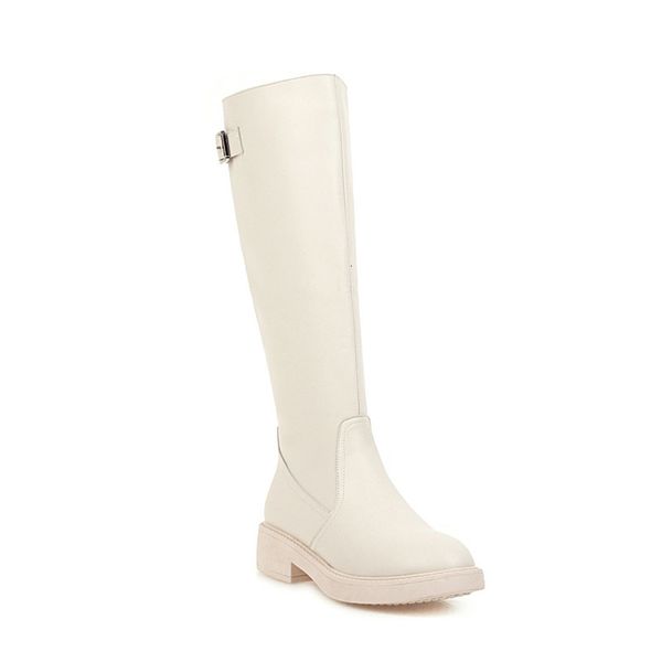 

new size 2021 33-43 winter knee high heels toe solid women's boots sliver shoes qclp, Black