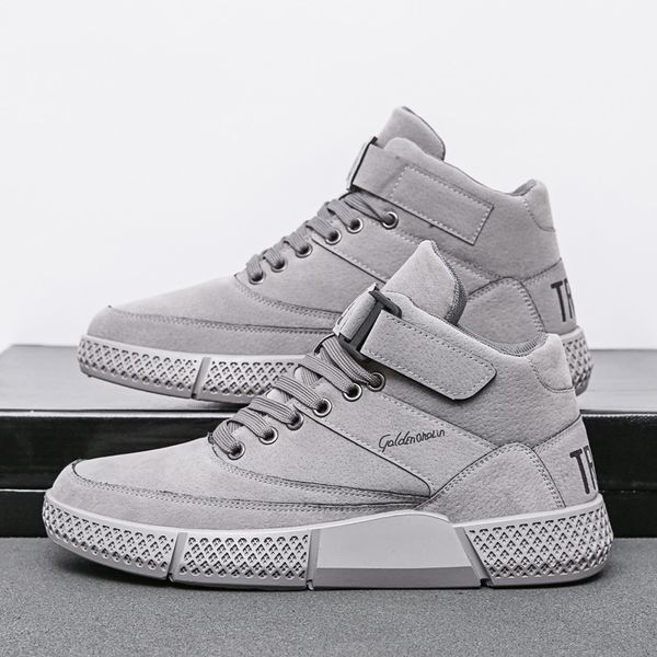 

new korean fashion ins mid casual board shoes personalized outdoor british style men's shoes in autumn and winter 2020 c1212, Black;white