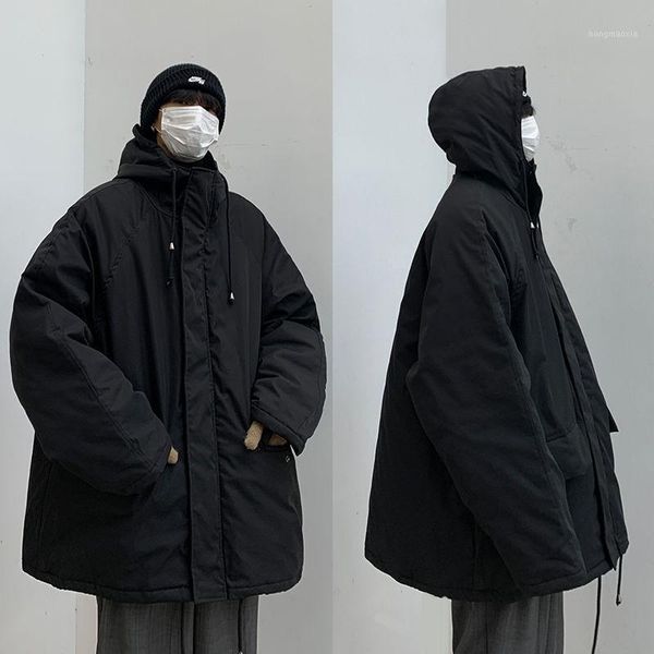 

winter jacket men's warm fashion casual thick black hooded coat parka men wild loose korean short coat mens clothes m-2xl1