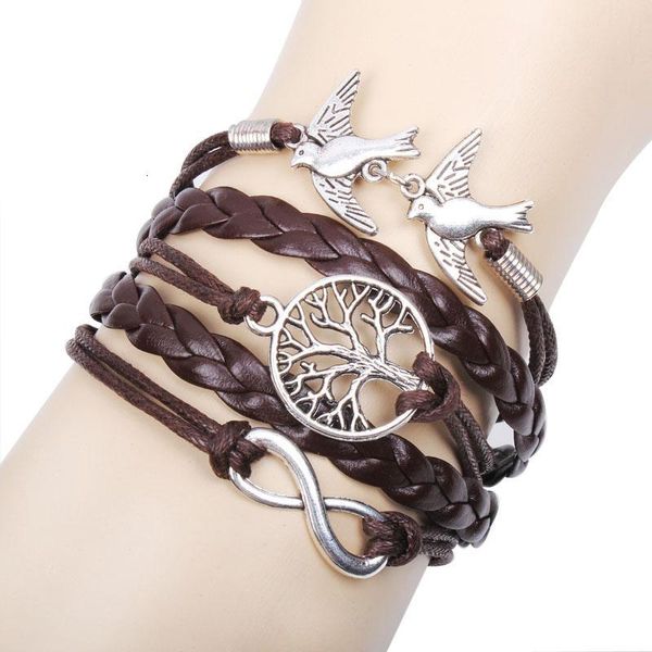 

infinity wholesale- with antique silver bird compass and wax cord bracelet q8024outletbmjd