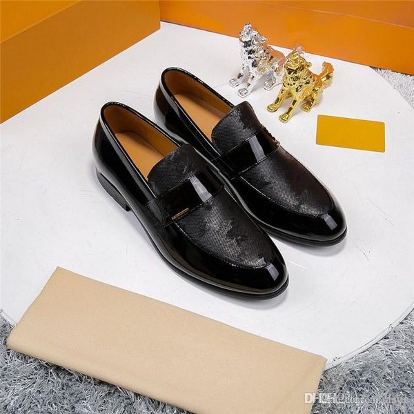 

18 19ss formal shoe men pointed toe men dress shoe leather luxury mens oxford formal shoes for men fashion dress footwear 38-45 44, Black