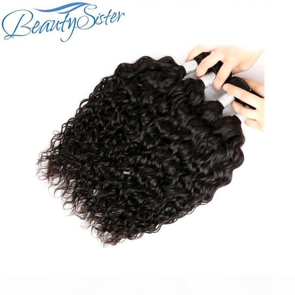 

water wave bundles brazilian 100% human hair weave bundle with frontal closure natural color hair extensions aircabin remy hair 3pieces lots, Black