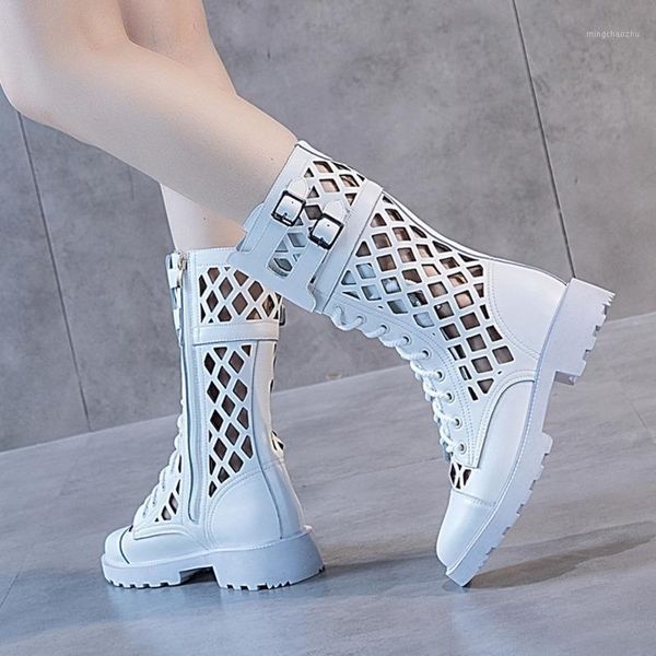 

boots deat 2021 spring autumn fashion casual hollow-out black mesh mid-heel leather single shoes women short sf6611