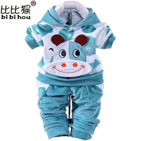 

baby boys girls cartoon cow velvet clothing set children hooded pants infant boy girl clothes sport sets christmas newborn bebes y200323, White