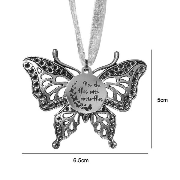 

now she flies with butterflies large silver tone butterfly charms ornament memorial remembrance lost loved ones ornament hfing