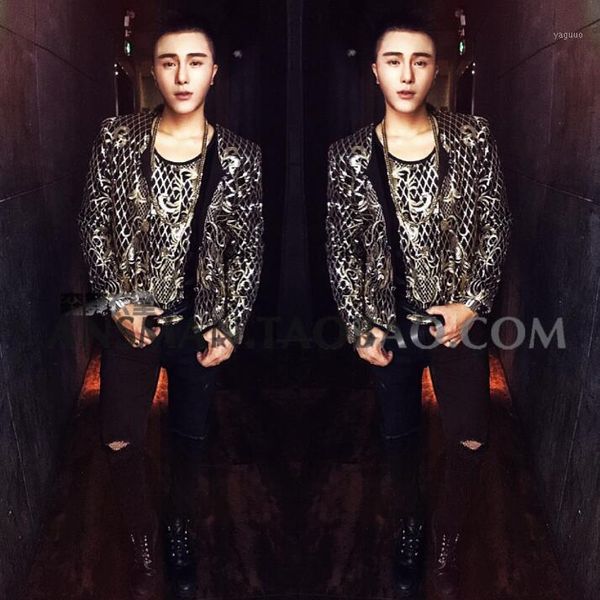 

new nightclub bar male singer dj fashion embroidery england court suit jackets men personalized costume suits size s-5xl1, Black;brown