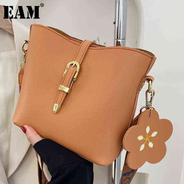 

shopping bags [eam] large capacity simply pu leather bucket bag women's summer trend shoulder mesenger female 18b0474 220303