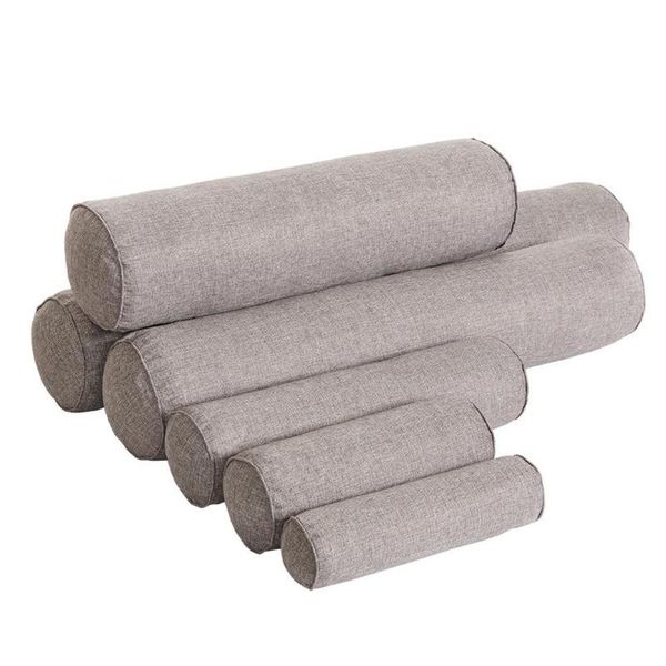 

removable solid color round cervical pillow bed roll cushion head leg back support light travel column pillow