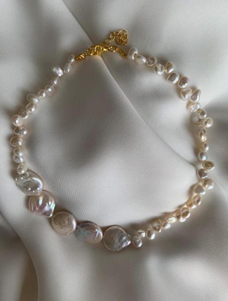 

freshwater pearl choker necklace, trendy necklace, Golden;silver