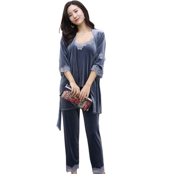 

2021 new women's autumn winter vintage pajamas flannel sleepwear female elegant solid pijama pants nightwear ladies homewear qgww, Black;red