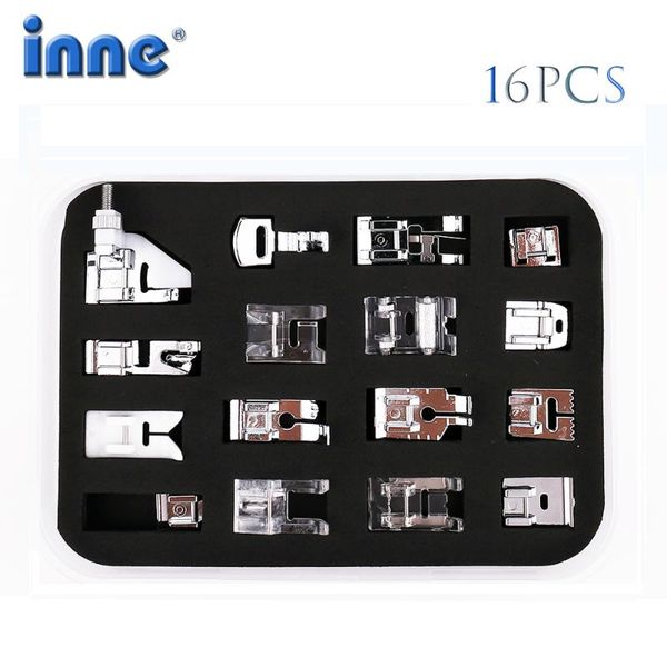 

inne 16pcs sewing accessories straight stitch presser foot roller presser feet quilting household leather multi-function, Black