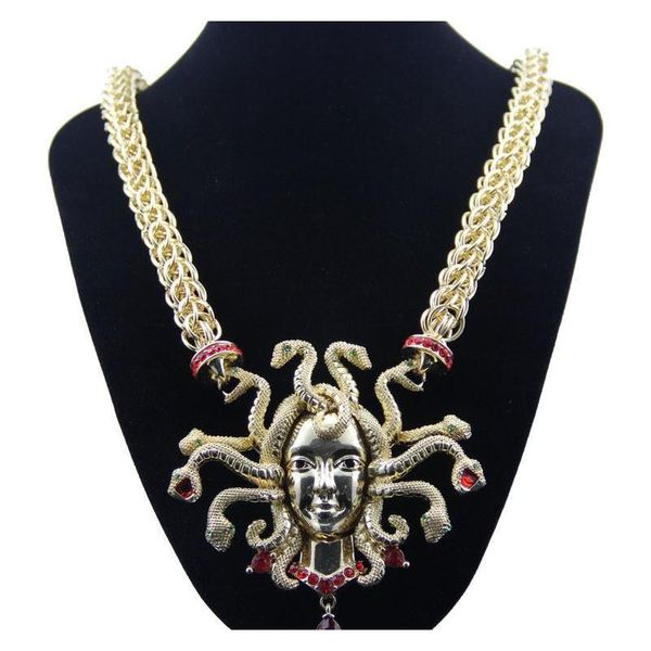 

retro nine snake head necklace female clavicle gold chain exaggeration big size charm n wmtbmf luckyhat, Silver