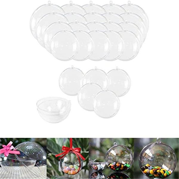 Decorações de Natal Abertura Transparente Plástico Bola de Natal Baubles 4cm a 14cm Árvore de Natal Ornamento Festival De Partido Clear Bolas