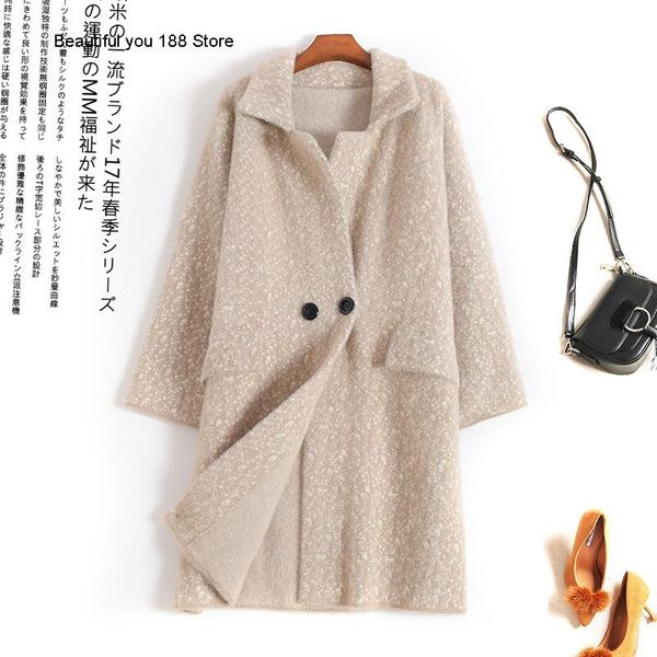 

outer women's broken size high-end winter mid-length woolen coat, Black