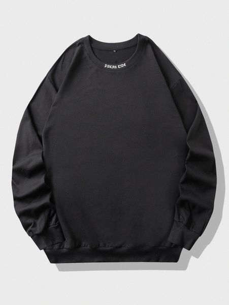 

extended sizes men letter graphic sweatshirt o47k#, Black