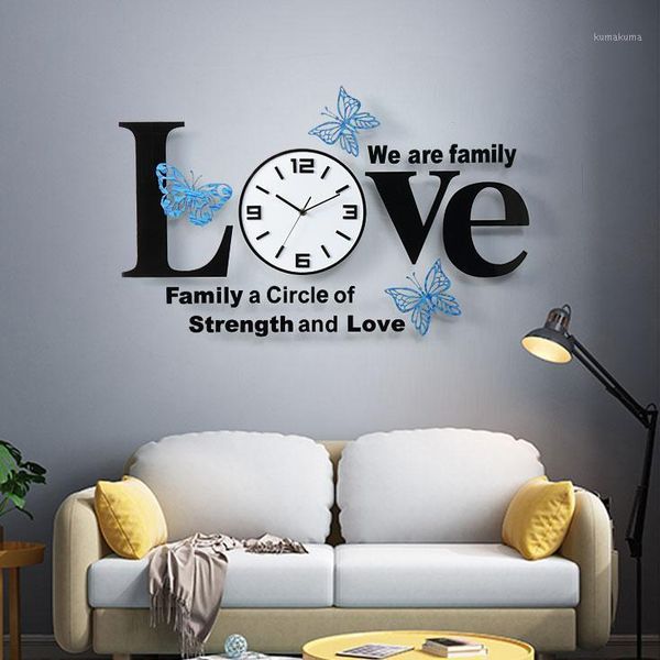 

love acrylic europe wall clock home decor watch modern design for living room decoration large wall art sticker brand merchanism1