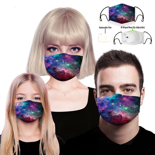 

cross-border men and women pm2.5 cotton dustproof 3d printed masks beautiful sky can replace the filter to customize