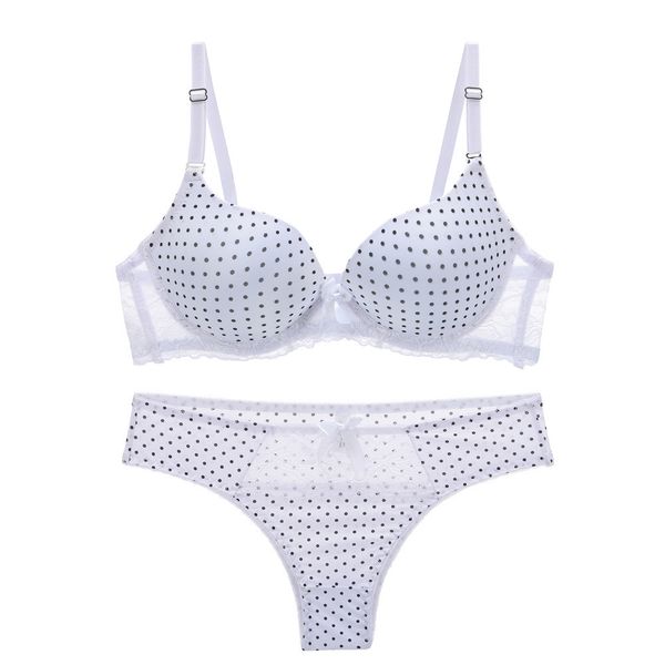 

2021 ladies polka dot bow lace bra set push up three quarters(3/4 cup), Red;black