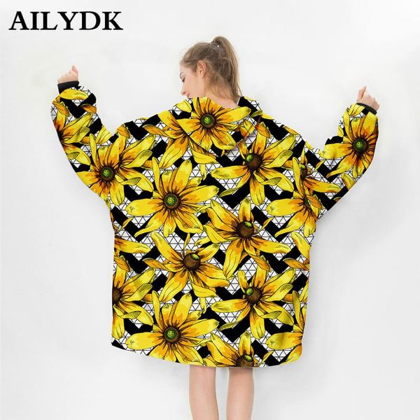 

blankets sunflower thick winter comfy hoodie blanket warm cozy tv pocket hooded fleece sweatshirts throw for beds