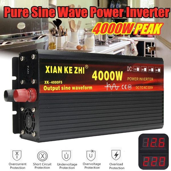 

inverter 12v 220v 2000/3000/4000w voltage transformer pure sine wave power inverter dc12v to ac 220v converter + 2 led display1