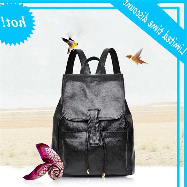 

korean version new women's double shoulder bag head layer cow leather leisure classic backpack practical student schoolbag