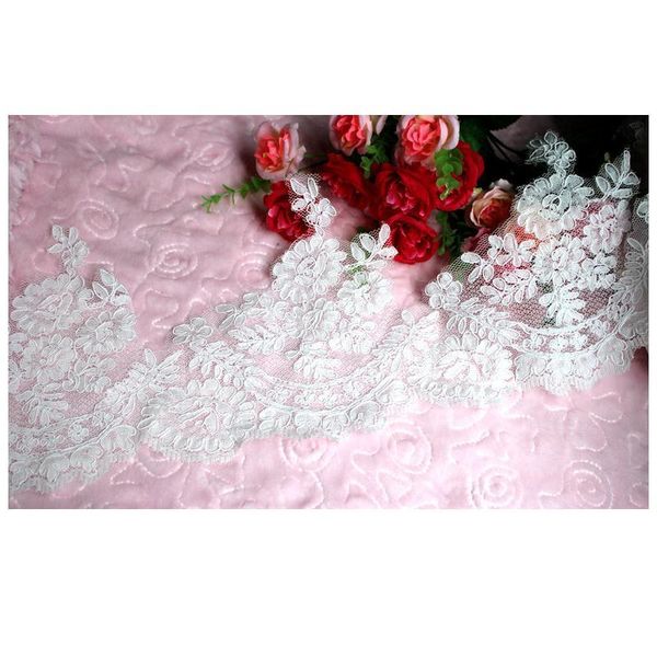 

delicate 1yard 20cm ivory fabric flower car bone lace trim applique sewing cra jlliqu