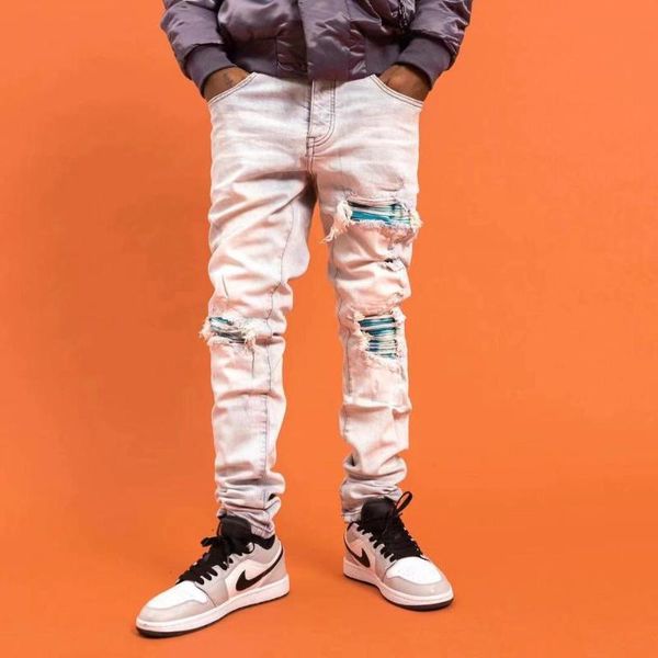 

men's jeans xk12694 fashion 2021 runway european design party style clothing, Blue