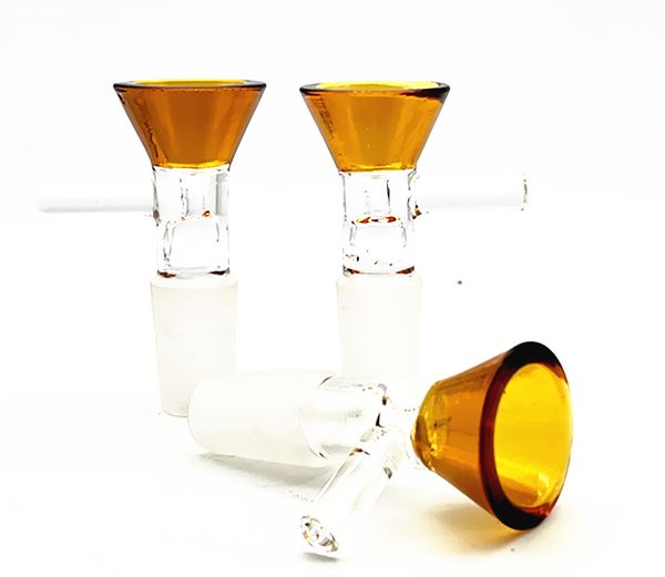 Bong de vidro grosso slides com alça tigela funil masculino ampulheta colorido 14mm acessórios para fumar bongos de água 18mm tigelas cabeça