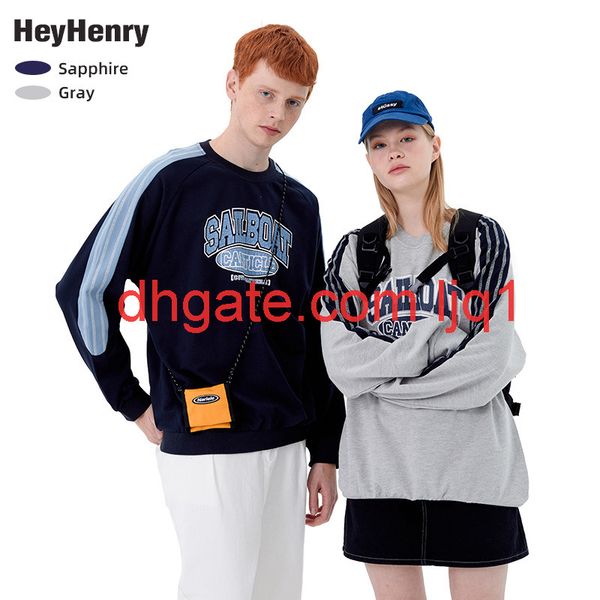 

henry 2021 spring new round neck long sleeve t-shirt korean letter loose casual men's and women's sweater, White;black