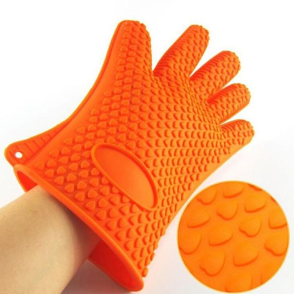 

kitchen microwave oven baking gloves thermal insulation anti slip silicone five-finger heat resistant safe non-toxic gloves 10 pcs w955