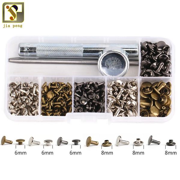 

120 комплектов упаковка кожа ремонт декора заклепки металлического трубчатого металла одноместный с крепежным набором инструментов wmtabl