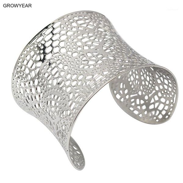 

wide steel cuff geometrik bangle women body jewelry bangles silver color 1 piece, Black