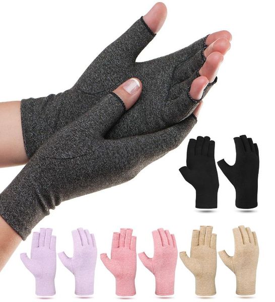 

therapy compression gloves dispensing non-slip pressure gloves half finger fitness arthritis joint pain relief, Black;red