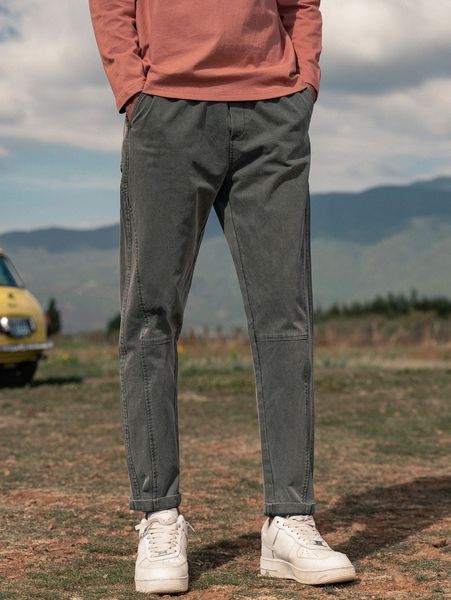 

men slant pockets solid pants f4ie#, Black