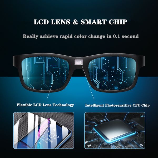 

kaising мужской хамелеон вождения очки для очков lcd smart chip фотохромные поляризованные солнцезащитные очки антибликовым очкам для женщин