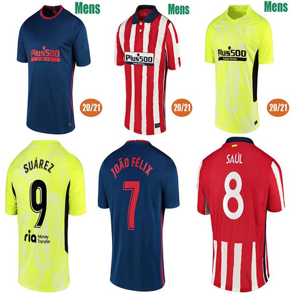 

20 21 joao felix atletico мадрид футбол джерси 2020 2021 saul camisetas suarez llorente correa футбол футболка мужской джерси том, Black;yellow