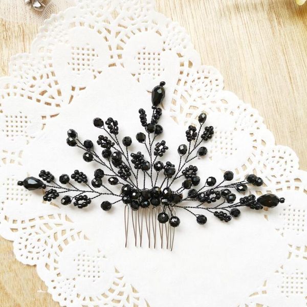 

new arrival black crystal hair combs wedding hair jewelry accessories bridal women elegant head decoration handmade ornament, Golden;silver