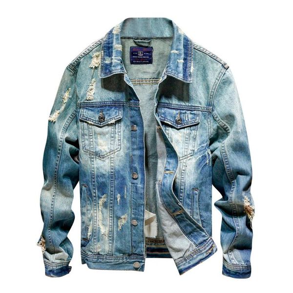 Jaquetas masculinas homens inverno jean outerwear outono casual tops jaqueta masculino buraco denim engrossar manga comprida casacos