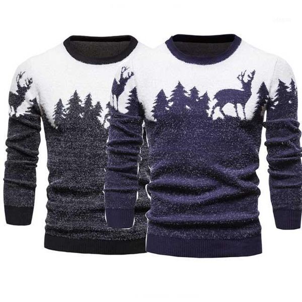 

men's sweaters 2021 mens christmas sweater tree deer print casual o-neck male pullovers slim men1, White;black