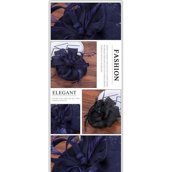 

haimeikang women formal hats chapeau pillbox caps mariage navy imitation sinamay ladies elegant feathers fascinators qylwbm