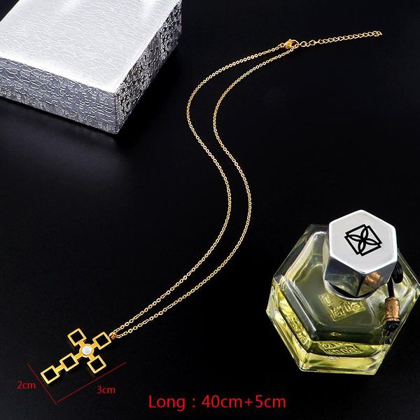 

fysara cross pendant necklaces stainless steel balck enamel chain short necklace for women christian prayer jewelry gold color sqcfve, Black